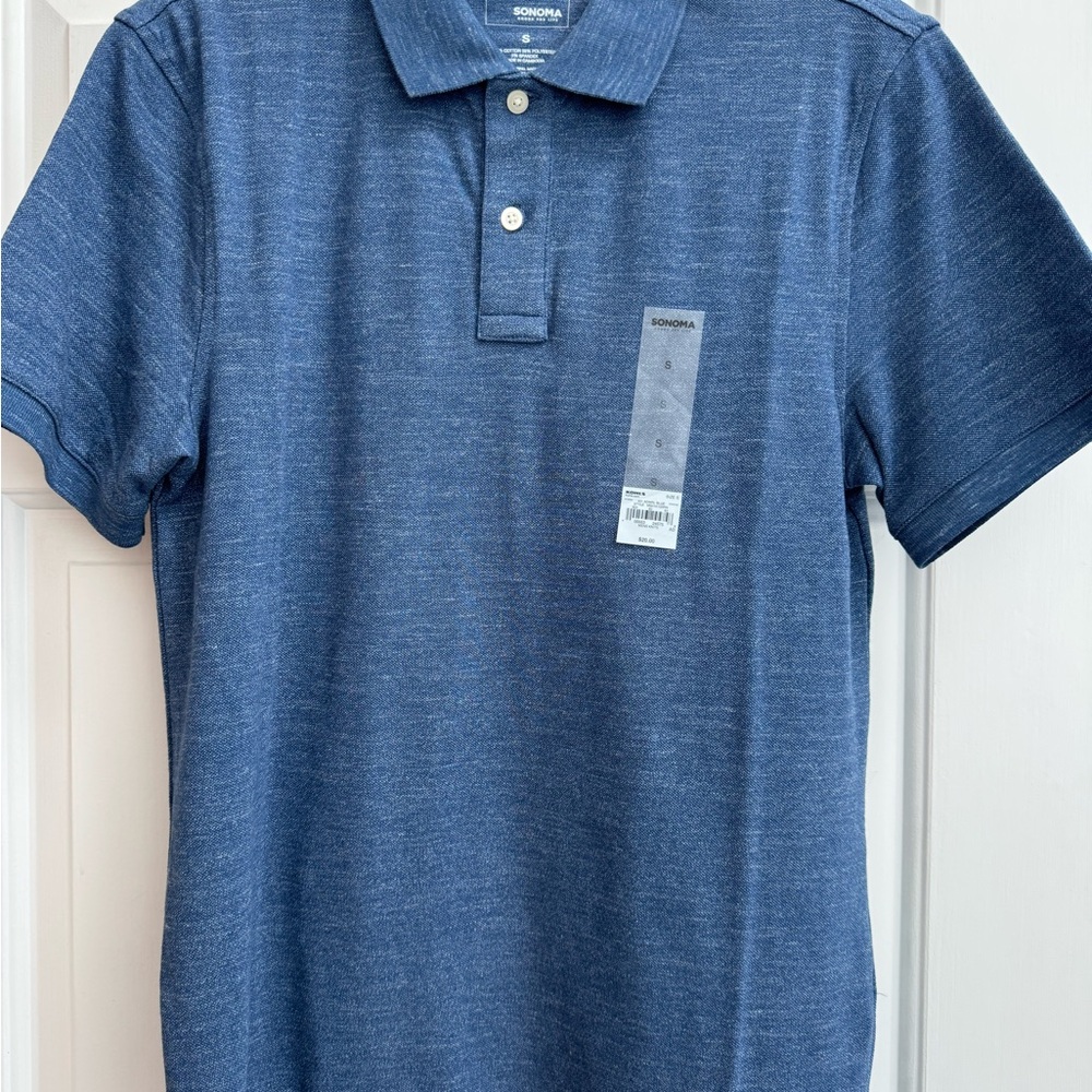 Sonoma Blue Polo Shirt with Textured Fabric